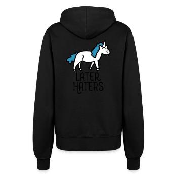 Later Haters (Unicorn) - Frauen Kapuzenjacke - Schwarz - Hinten - Maraike (178cm)