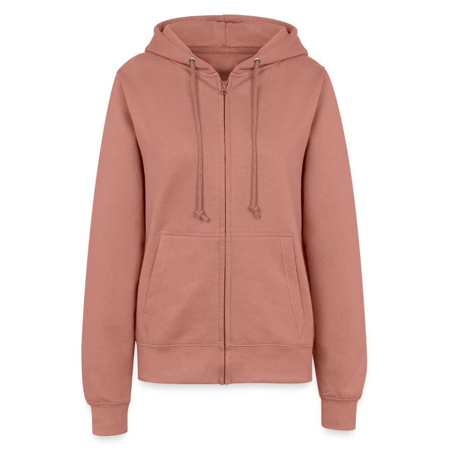 Geneva badge on a women’s hooded jacket, dusky rose