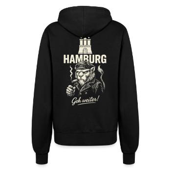 Hamburger Hafenraubein - Frauen Kapuzenjacke - Schwarz - Hinten - Maraike (178cm)