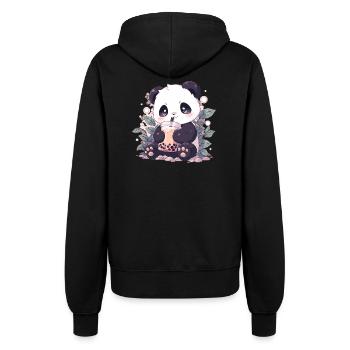 Kawaii Panda boit Boba Bubble Tea Chibi - Veste à capuche Femme - noir - Dos - Maraike (178cm)