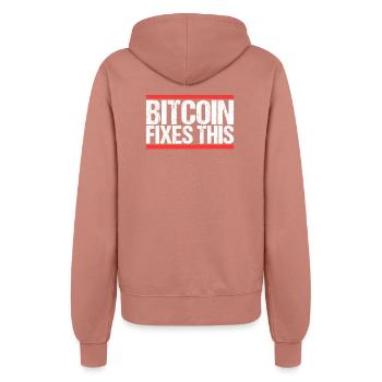 Bitcoin Fixes this - Women’s Hooded Jacket - dusky rose - Back - Maraike (178cm)