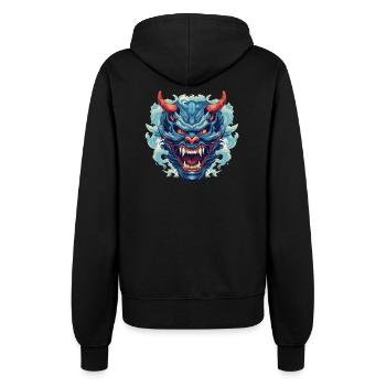 Japanese Hannya Demon Samurai Warrior Oni Mask - Women’s Hooded Jacket - black - Back - Maraike (178cm)