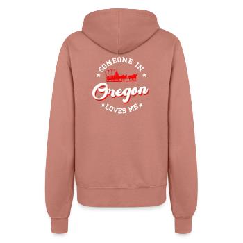 Quelqu’un dans l’Oregon m’aime - Veste à capuche Femme - rose poudré - Dos - Maraike (178cm)