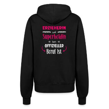 Erzieherin Superheldin - Frauen Kapuzenjacke - Schwarz - Hinten - Maraike (178cm)