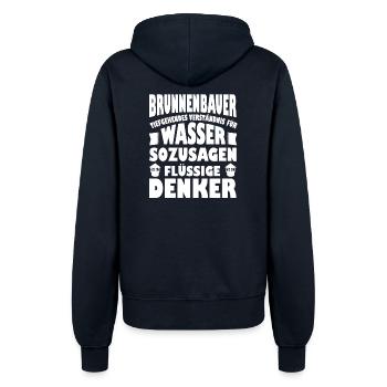 Brunnenbau Verständnis Für Wasser Flüssige Denker - Frauen Kapuzenjacke - Navy - Hinten - Maraike (178cm)