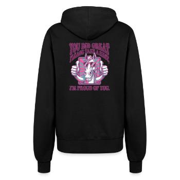 Motivational Horse with Positive Message - Frauen Kapuzenjacke - Schwarz - Hinten - Maraike (178cm)
