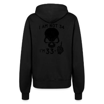 Ich bin 33 plus Mittelfinger - 34. Geburtstag - Frauen Kapuzenjacke - Schwarz - Hinten - Maraike (178cm)