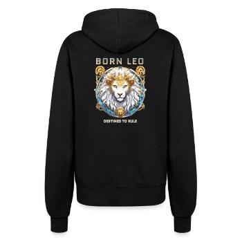 Majestic Leo Zodiac - Intricate Golden White LIon - Women’s Hooded Jacket - black - Back - Maraike (178cm)