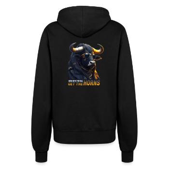 Zodiac Taurus Gangster Bull | Fun Quote - Women’s Hooded Jacket - black - Back - Maraike (178cm)