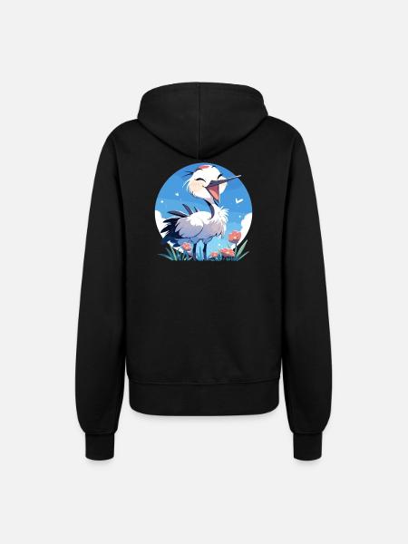 Kraniche Kranich - Frauen Kapuzenjacke - Schwarz