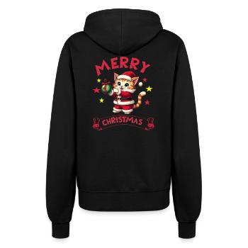 Merry Christmas Catmas kitty x-mas last minute - Frauen Kapuzenjacke - Schwarz - Hinten - Maraike (178cm)
