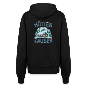 Hüttenzauber Hütte in den Bergen Berge Winter - Frauen Kapuzenjacke - Schwarz - Hinten - Maraike (178cm)