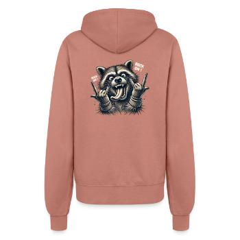 Rock On Waschbär Heavy Metal Design - Frauen Kapuzenjacke - Altrosa - Hinten - Maraike (178cm)