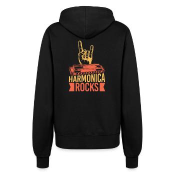 Funny Harmonica Player Rocks Harmonica - Frauen Kapuzenjacke - Schwarz - Hinten - Maraike (178cm)