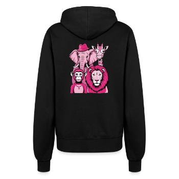 Elefant Affe Löwe Giraffe in Rosa Look mit Stil - Frauen Kapuzenjacke - Schwarz - Hinten - Maraike (178cm)