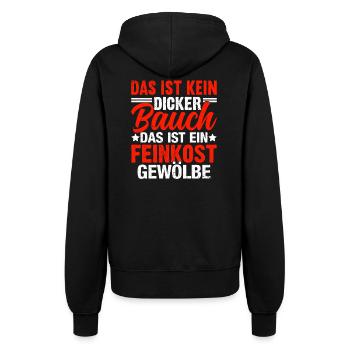 Kein dicker Bauch, sondern Feinkostgewölbe Shirt - Frauen Kapuzenjacke - Schwarz - Hinten - Maraike (178cm)
