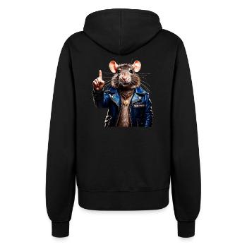 RAT raises index finger - Women’s Hooded Jacket - black - Back - Maraike (178cm)