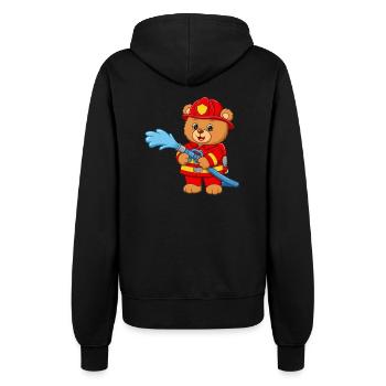 Teddy bear firefighter with hose - Women’s Hooded Jacket - black - Back - Maraike (178cm)