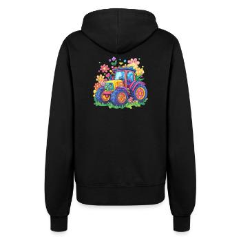 Bunter Blumen Traktor - Frauen Kapuzenjacke - Schwarz - Hinten - Maraike (178cm)