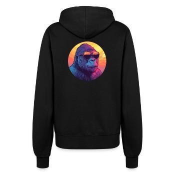 Gorilla im Sonnenuntergang - Frauen Kapuzenjacke - Schwarz - Hinten - Maraike (178cm)