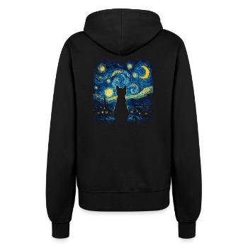 Cat Silhouette Starry Night - Women’s Hooded Jacket - black - Back - Maraike (178cm)