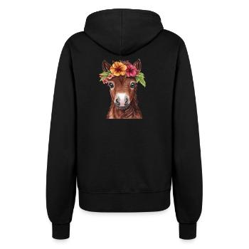 Poulain avec couronne de fleurs - Veste à capuche Femme - noir - Dos - Maraike (178cm)