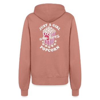 Just a girl who loves Popcorn - knusprig & lecker - Frauen Kapuzenjacke - Altrosa - Hinten - Maraike (178cm)