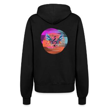 Backprint Techno Party Music Notes - Women’s Hooded Jacket - black - Back - Maraike (178cm)
