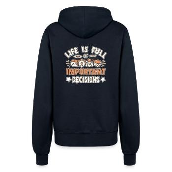 Sushi Lover Important Dicisions Sushi - Frauen Kapuzenjacke - Navy - Hinten - Maraike (178cm)