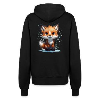 Kleiner süßer Fuchs - Frauen Kapuzenjacke - Schwarz - Hinten - Maraike (178cm)