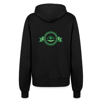 Marihuana Cannabis Gras Hanf Shirt Geschenk - Frauen Kapuzenjacke - Schwarz - Hinten - Maraike (178cm)