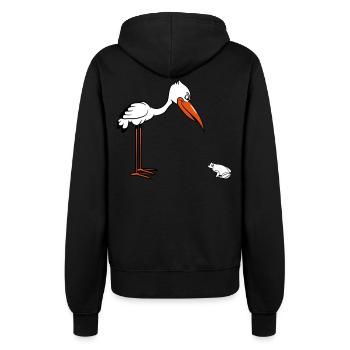 storch frosch witzig - Frauen Kapuzenjacke - Schwarz - Hinten - Maraike (178cm)