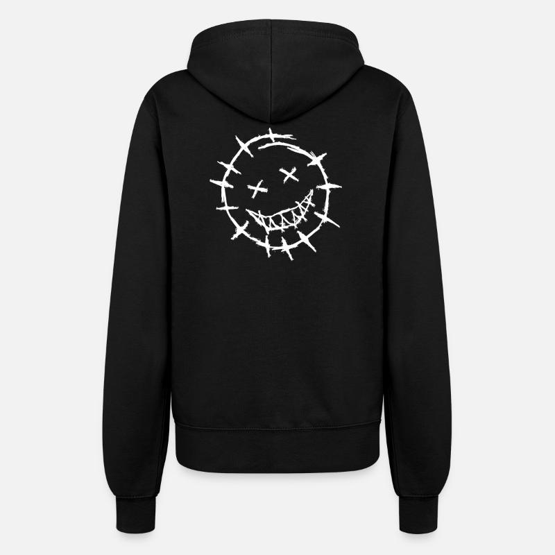 Smiley barbed wire face - barbed wire face - Women’s Hooded Jacket - black