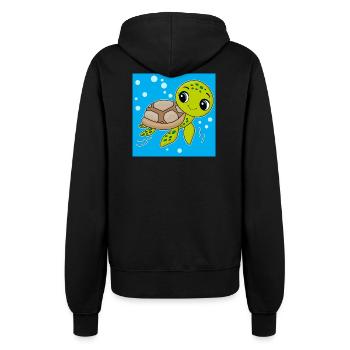 Turtle, cute animal, ocean - Women’s Hooded Jacket - black - Back - Maraike (178cm)