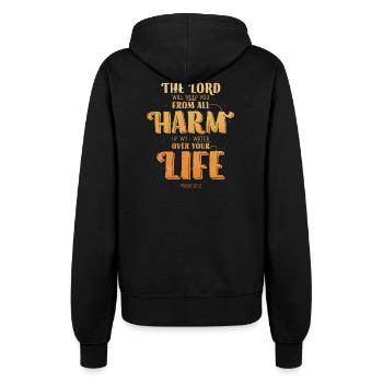 The Lord will keep you from all harm - Women’s Hooded Jacket - black - Back - Maraike (178cm)