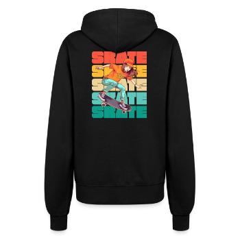 Skateboarding Cool Skater Girl Bunt - Frauen Kapuzenjacke - Schwarz - Hinten - Maraike (178cm)