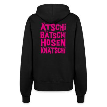 Ätschi Bätschi Hosen Knätschi - Frauen Kapuzenjacke - Schwarz - Hinten - Maraike (178cm)