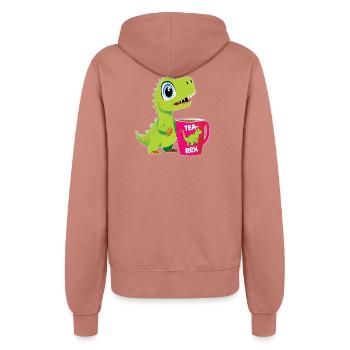Tearex drôle de T-Rex avec tasse à café - Veste à capuche Femme - rose poudré - Dos - Maraike (178cm)