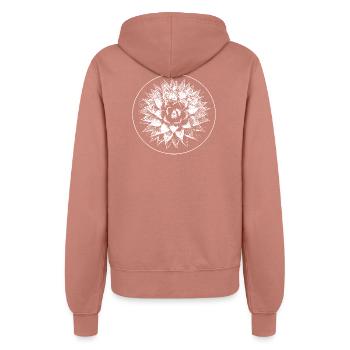 Florale Linoleumgravur Mandala im Kreis - Frauen Kapuzenjacke - Altrosa - Hinten - Maraike (178cm)