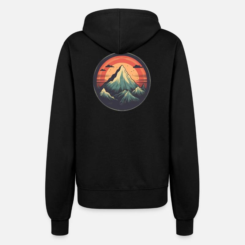 Stylized mountain panorama with sunset - Women’s Hooded Jacket - black