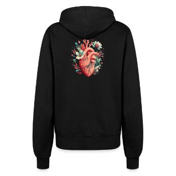 Heart Bloom Botanical - Women’s Hooded Jacket - black - Back - Maraike (178cm)