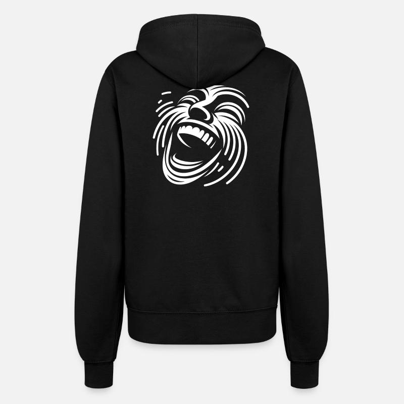 Laughing Line Face Pattern - Women’s Hooded Jacket - black