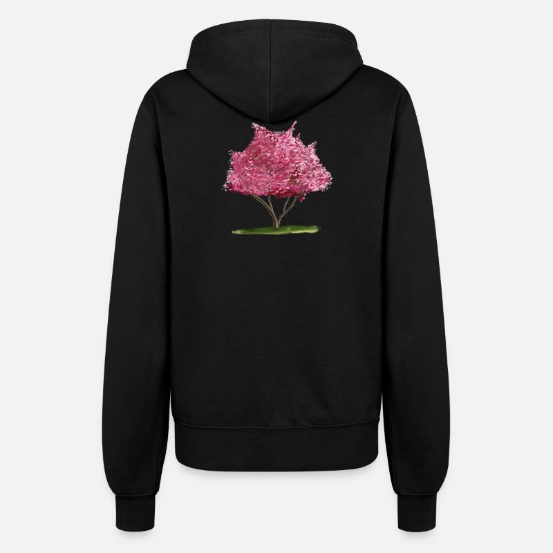 Cherry Sakura Pink Floral Tree - Women’s Hooded Jacket - black