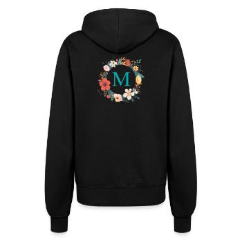 M Monogram, Couronne de fleurs, Personnalisable - Veste à capuche Femme - noir - Dos - Maraike (178cm)