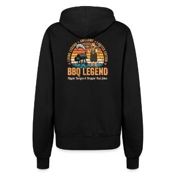Retro BBQ Legend Lustiger Grill-Father Vatertag - Frauen Kapuzenjacke - Schwarz - Hinten - Maraike (178cm)
