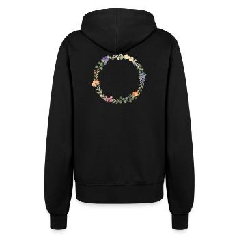 Floral wreath, customisable - Women’s Hooded Jacket - black - Back - Maraike (178cm)