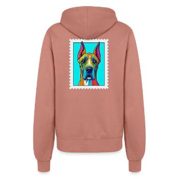 Chien coloré dans le style pop art - Veste à capuche Femme - rose poudré - Dos - Maraike (178cm)
