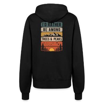 Retro Nature Mountains Silhouette Saying Hiking - Women’s Hooded Jacket - black - Back - Maraike (178cm)