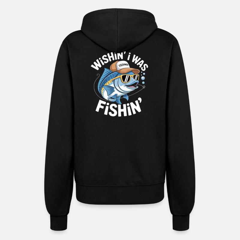 Humorous fish with surf accessories - Women’s Hooded Jacket - black