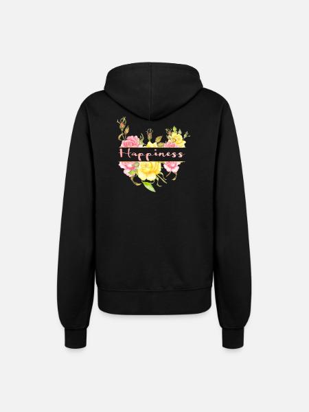 Happiness - Frauen Kapuzenjacke - Schwarz
